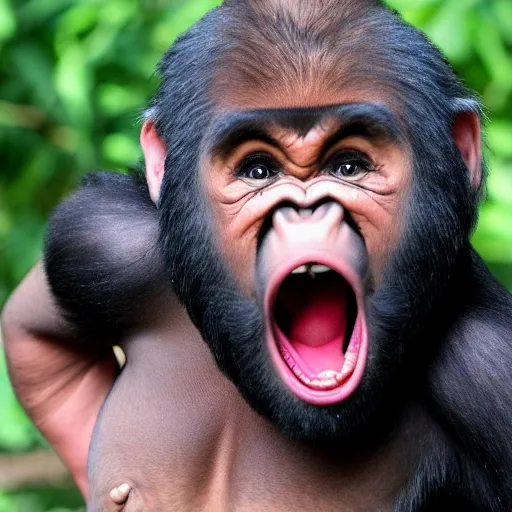 Image similar to Gypsy midget screaming at gorilla