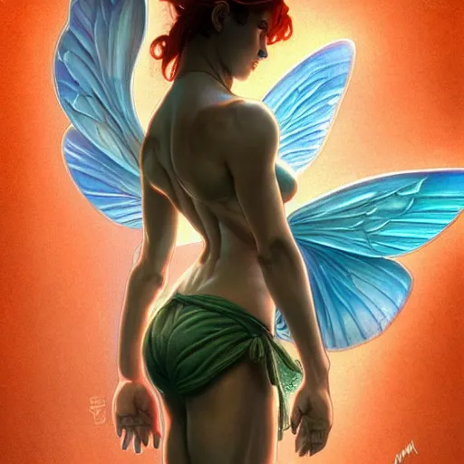 Prompt: beautiful natural fairy small winged redhead martial artist karate fey fae muscular body shortsword greek statue portrait, vivid colors, intricate, elegant, highly detailed, digital painting, artstation, concept art, smooth, sharp focus, illustration, art by artgerm and greg rutkowski and alphonse mucha and loish and wlop