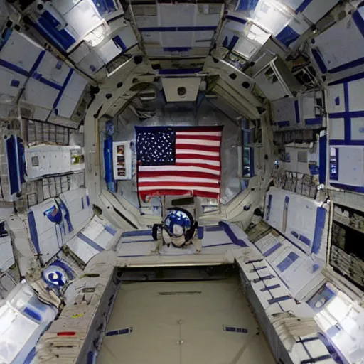 Prompt: stolen photograph of the US secret space station