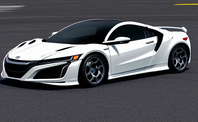 Image similar to honda nsx, prototype car, invisible wheel rims, night tokyo metropoly, symmetrical mechanical features, designed by polestar, cyberpunk, elegant, matte white paint, internal wheels, hard surfaces modelling, dramatic, ray tracing, realistic reflections, ultra realistic rendering, sharp focus