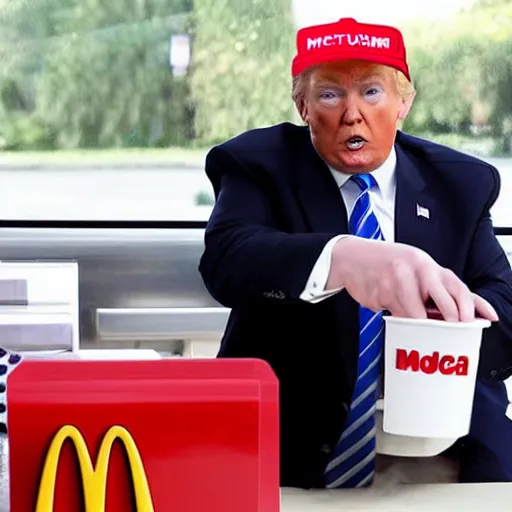 Image similar to donald trump working at mcdonalds