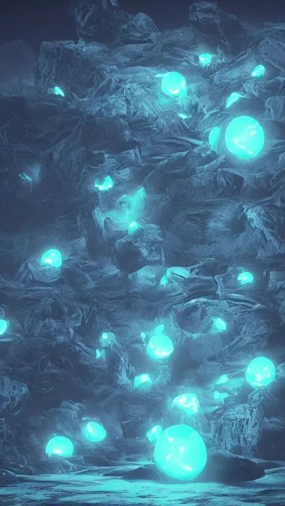 Image similar to bioluminescent crystal medusas, Artstation HQ, photorealistic, hiperrealistic, sharp focus, 4k UHD, Unreal Engine 5, cinematic shot, cinematic lightning, dark tones, high contrast, intricate, masterpiece