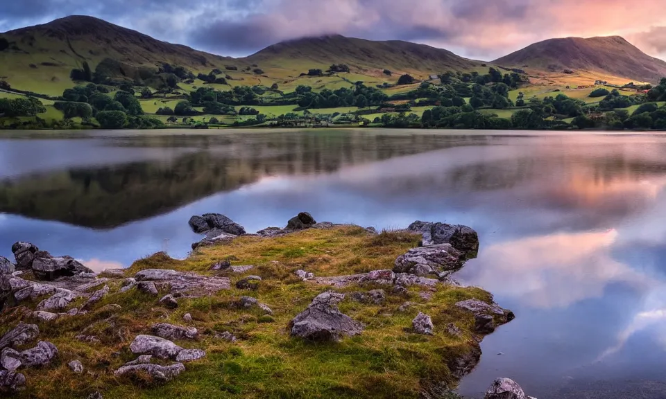 Image similar to sunset at the lake district