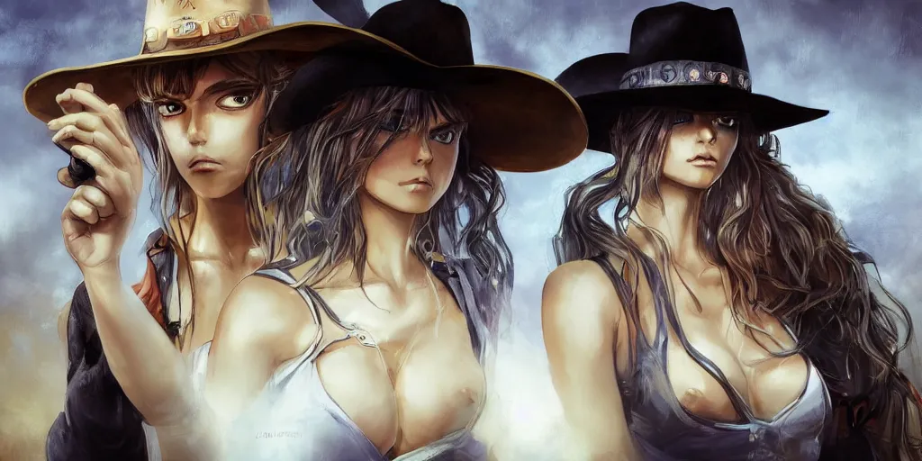 Image similar to a portrait one person, complexity, global lighting, detail, ultra sharpness, beautiful female sheriff body from games yoshihiro togashi style, big eyes, plump lips, a gunshot, global lighting, western saloon theme, detailed faces, blank faces, style by huyy nguyen,