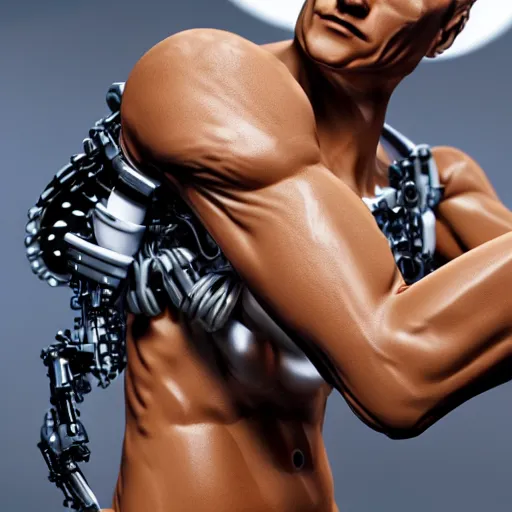 Image similar to a man with cybernetic arms, realistic, highly detailed