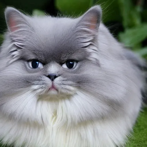 Prompt: chinchilla persian, flat face cat, fat and fluffy, elegant, pompous, arrogant