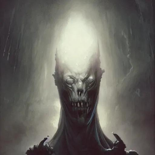 Prompt: head and shoulders portrait of a ghostly, shadowy, spectral wraith, d & d, fantasy, greg rutkowski, frank frazetta, alexandre chaudret, boris vallejo, michael whelan, miro petrov, hr giger, magali villeneuve, donato giancola