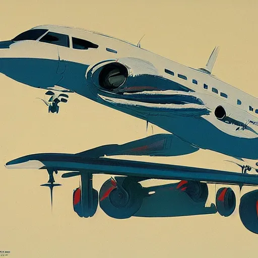 Image similar to concept art for roofless plane, painted by syd mead