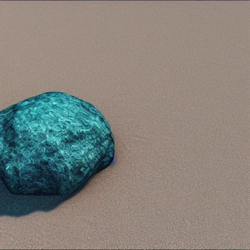 Image similar to a beautiful rock on the beach, octane render, nvidia raytracing demo, detailed, 8 k, masterpiece