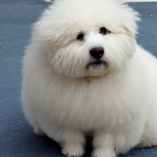 Prompt: fat fluffy white hair dog