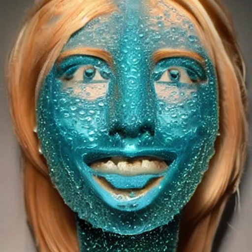 Image similar to a female face beautiful made from carbonated water!