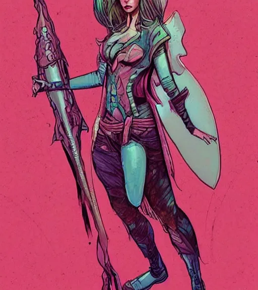 Image similar to “princess of Mars” character portrait, art by Martin Grip and Moebius