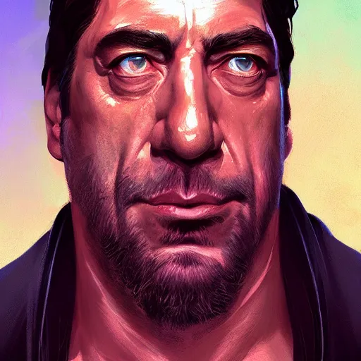 Image similar to Portrait of Javier Bardem as the Reaper, mattepainting concept Blizzard pixar maya engine on stylized background splash comics global illumination lighting artstation lois van baarle, ilya kuvshinov, rossdraws