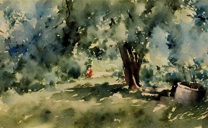 Image similar to watercolor lanscape by anders zorn