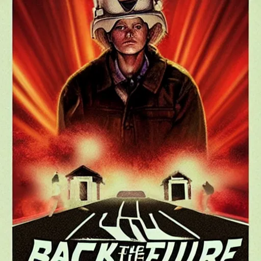 Prompt: Poster for Back to the Future, inspired by Elden Ring, silent hill, horror