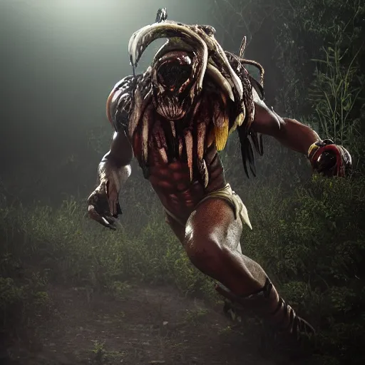 Image similar to a photo of predator by john mctiernan, octane render, ultra realistic