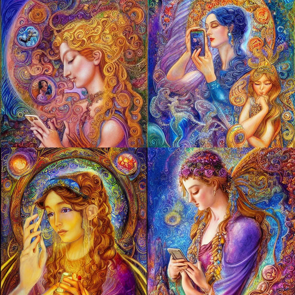 goddess checking her phone, by josephine wall, magic | Stable Diffusion ...