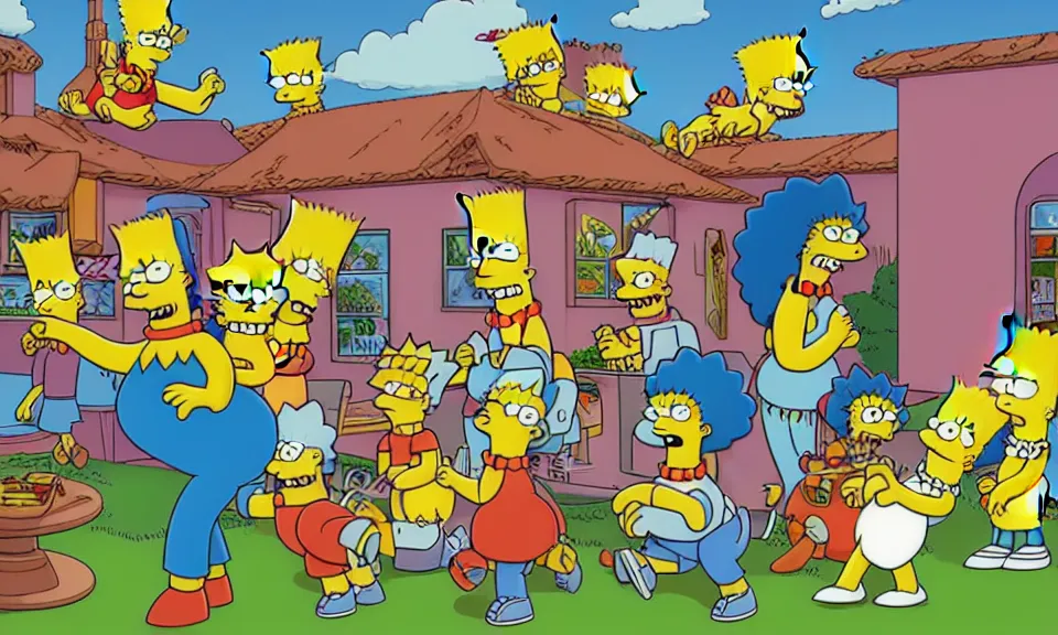 Prompt: Extremely detailed drawing of the cartoon The Simpsons