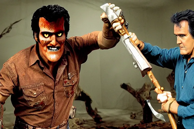 Image similar to Bruce Campbell as Ash in Evil Dead muppets