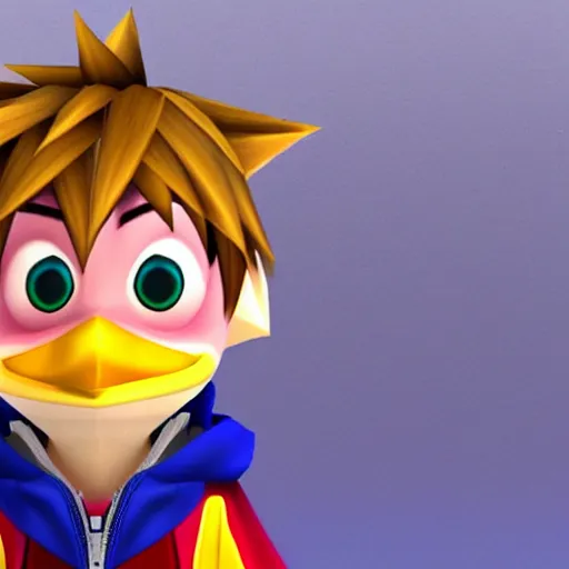 Prompt: sora from kingdom hearts in club penguin, Disney MMO, browser based game from 2007, penguin game