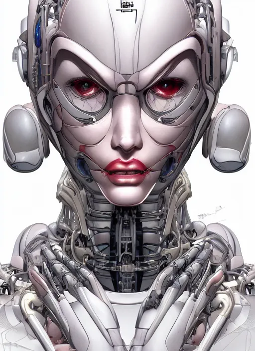 Prompt: portrait of a cyborg woman by Yukito Kishiro, biomechanical, hyper detailled, trending on artstation