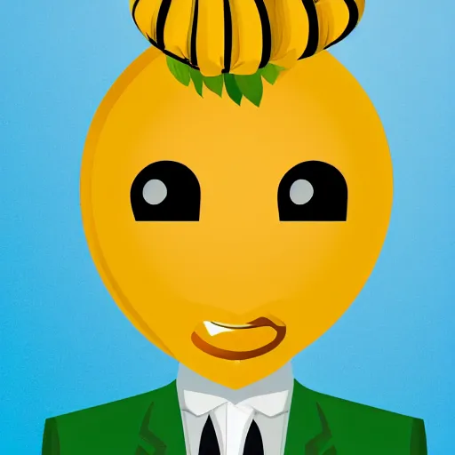 Image similar to a man wearing a suit banana head