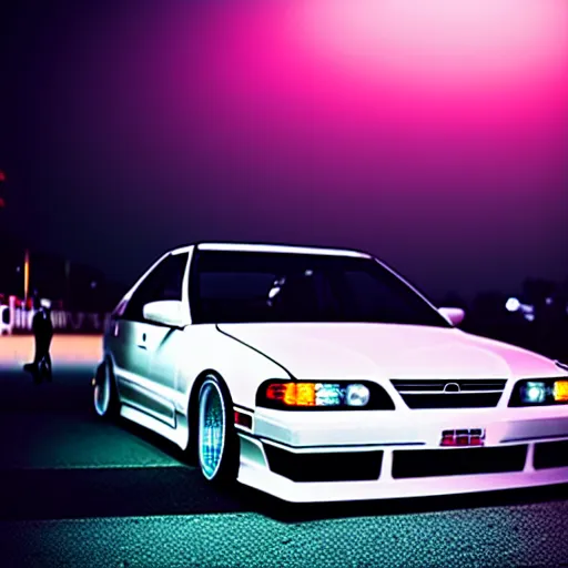 Prompt: a car JZX100 at illegal car meet, Saitama prefecture, city sunset mist streetlights, cinematic color, photorealistic, highly detailed, 200MM