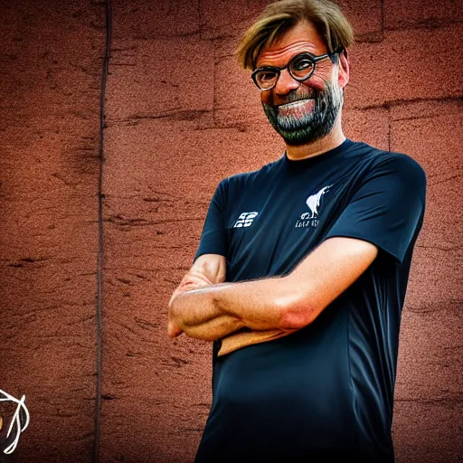 Image similar to Jurgen Klopp, fantasy, EOS R5, f/1.8 , HDR, natural lighting , award winning photograph, 8k, Mucha style,