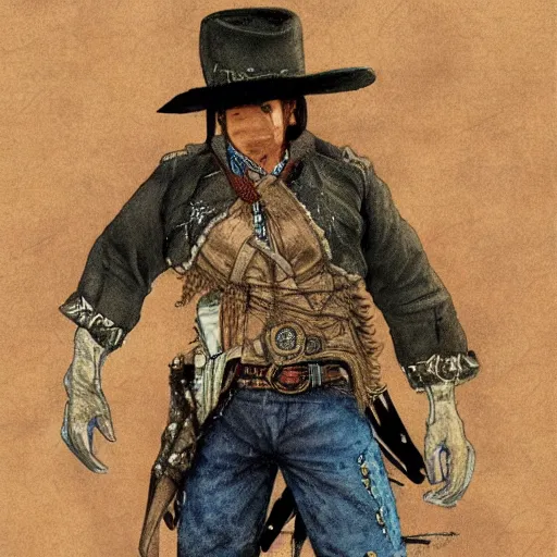 Prompt: late 1 9 th century mexican vaquero, yoshitaka amano concept art