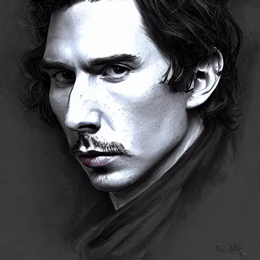 Prompt: portrait of stoic king adam driver beautiful queen john oliver, full body, military uniform, fantasy, intricate, elegant, beautiful, highly detailed, charcoal, centered, dark, smokey, digital painting, artstation, concept art, smooth, sharp focus, illustration, art by artgerm and greg rutkowski and alphonse mucha