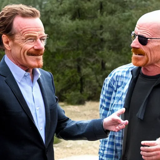 Prompt: bryan cranston meeting walter white