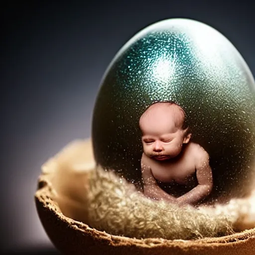 Image similar to baby mermaid hatching out of an egg, realistic photography, high detailed
