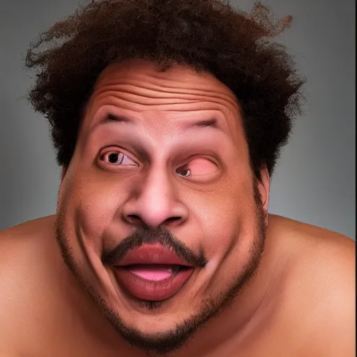 Image similar to eric andre's head and face on the body of a fat walrus