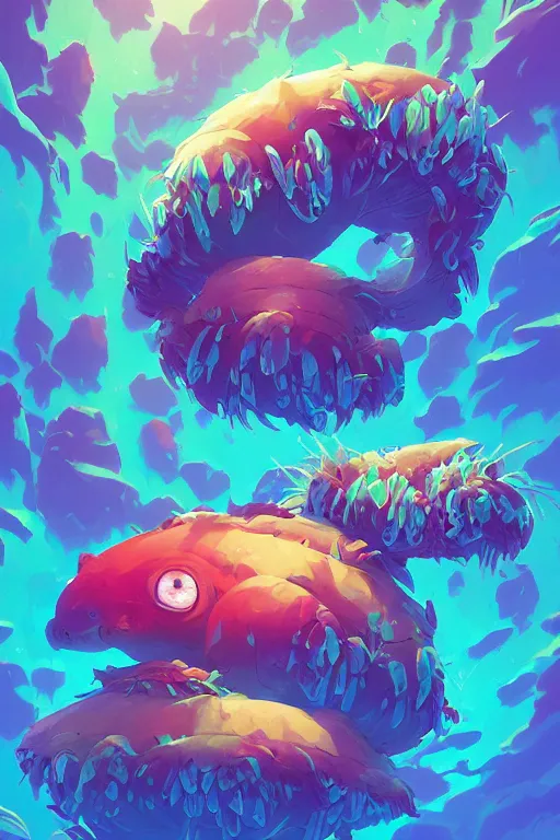 Image similar to creature animal sushi cristal very big eye roots cactus elemental flush of force nature micro world fluo fishscale, behance hd by jesper ejsing, by rhads, makoto shinkai and lois van baarle, ilya kuvshinov, rossdraws global illumination