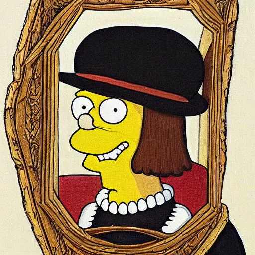 Image similar to home simpson, tudor portrait, highly detailed,