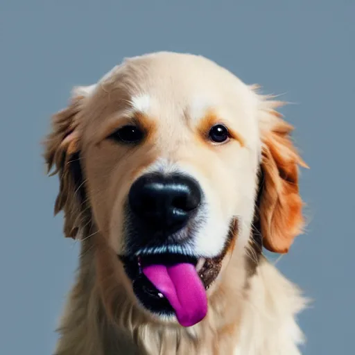 Prompt: a cute dog with his tongue sticking out, golden retriever octane render 8 k uhd
