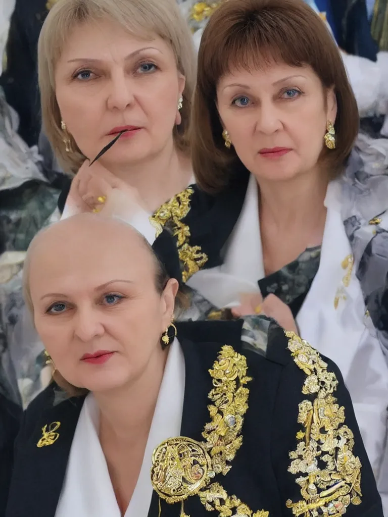 Image similar to svetlana kryukova the president of ukraine serious elegant beauty