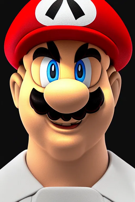 Image similar to ultra realistic porcelain head of mario bros highly detailed, real, canon 5 d