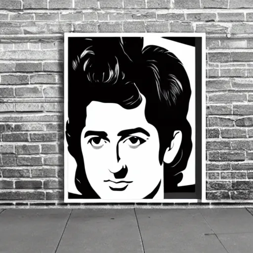 Prompt: Wall mural portrait of Jimmy Page, urban art, pop art, artgerm, by Roy Lichtenstein