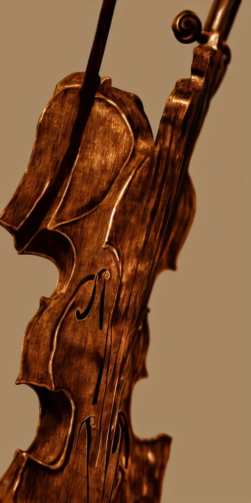 Image similar to baroque violin statue:: gi, global illumination, physically based rendering, photoreal, small details, intricate dof,blur,bokeh,depth of field