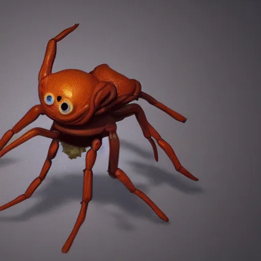Image similar to tiny embryonic spider horse with 8 legs and one large eye for a head, trending on artstation, scary, subsurface scattering, uplight