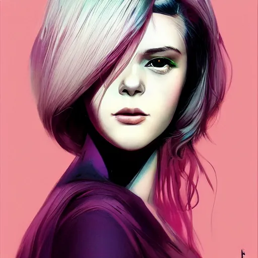 Image similar to half - voidcore symmetrical woman with cute - fine - face, pretty face, white and pink hair, realistic shaded perfect face, extremely fine details, by realistic shaded lighting, dynamic background, poster by ilya kuvshinov katsuhiro otomo, magali villeneuve, artgerm, jeremy lipkin and michael garmash and rob rey, pascal blanche, kan liu