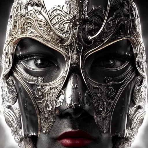 Prompt: Very very very very highly detailed epic photo of face with venetian mask, intricate, dystopian, sci-fi, extremely detailed, digital painting, artstation, concept art, smooth, sharp focus, illustration, intimidating lighting, incredible art by Tokujin Yoshioka and Artgerm and Anton Pieck