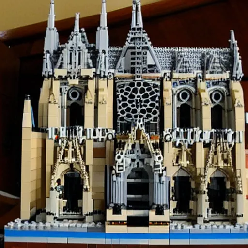 Image similar to the notre dame built out of lego blocks, very detailed, lego,