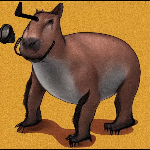 Image similar to a detailed picture of a gordon freeman - capybara chimera