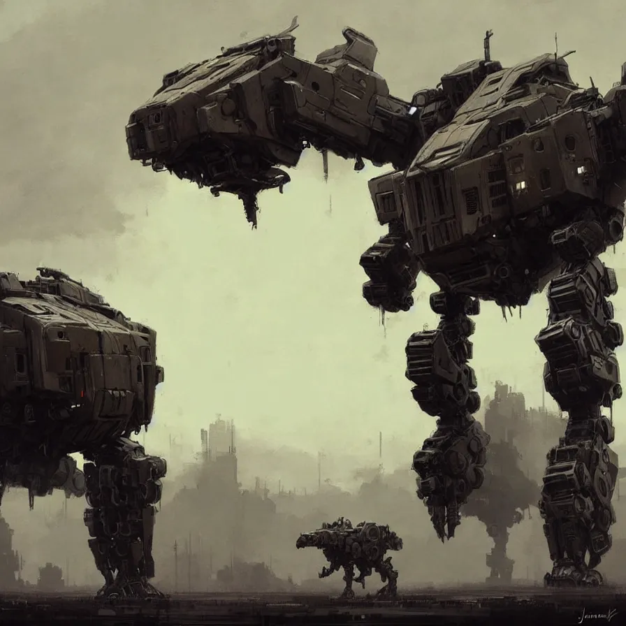 Image similar to fierce organic four legged mech, highly detailed, complex rendering, dramatic lighting, artstation, art by jakub rozalski