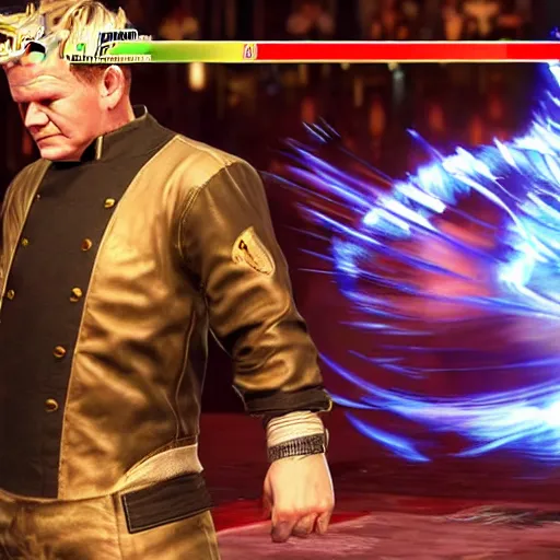 Prompt: gordon ramsay in tekken 7, gameplay, fighting game,