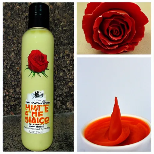 Image similar to a rose made out of hot sauce