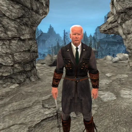 Image similar to joe biden as a skyrim npc