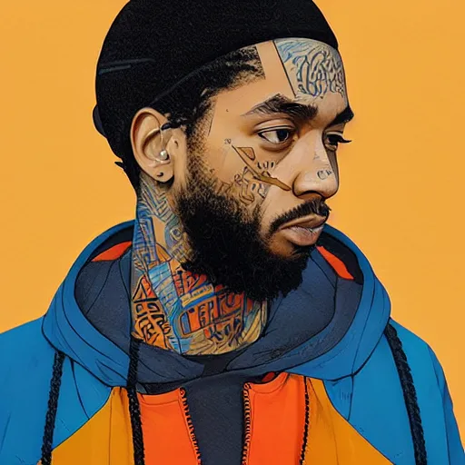 Image similar to Nipsey Hussle profile picture by Sachin Teng, asymmetrical, Organic Painting , Matte Painting, geometric shapes, hard edges, graffiti, street art:2 by Sachin Teng:4